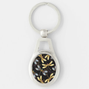 Porte-clés Motif sans couture avec libellules d'or