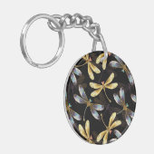 Porte-clés Motif sans couture avec libellules d'or (Devant gauche)