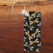 Porte-clés Motif sans couture avec libellules d'or (Recto)