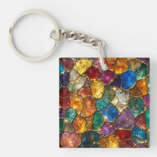 Porte-clés Motif sans couture en mosaïque de cristal coloré d