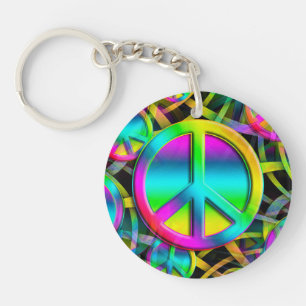 Porte-clés Motif sans couture PEACE coloré + vos idées
