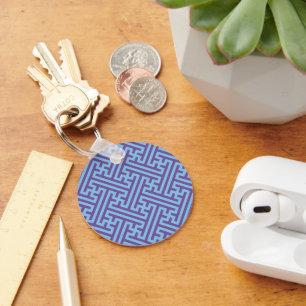 Porte-clés Motif Sayagata, Japonais, Violet et Bleu