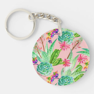 Porte-clés Motif se développant de Succulents d'aquarelle