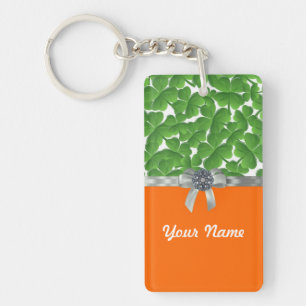Porte-clés Motif shamrock vert et orange