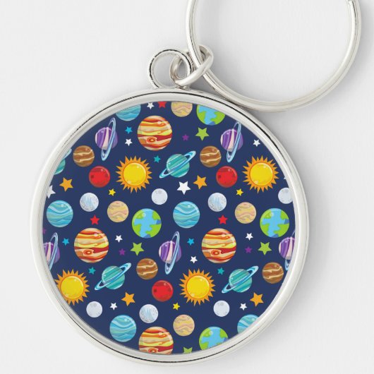 Porte-clés Motif spatial, Planètes, Étoiles, Cosmos, Galaxie (Devant)
