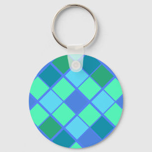 Porte-clés Motif tendance bleu et vert diamant
