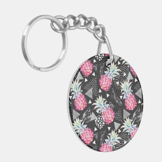 Porte-clés Motif texturisé d'ananas de triangle (Devant gauche)