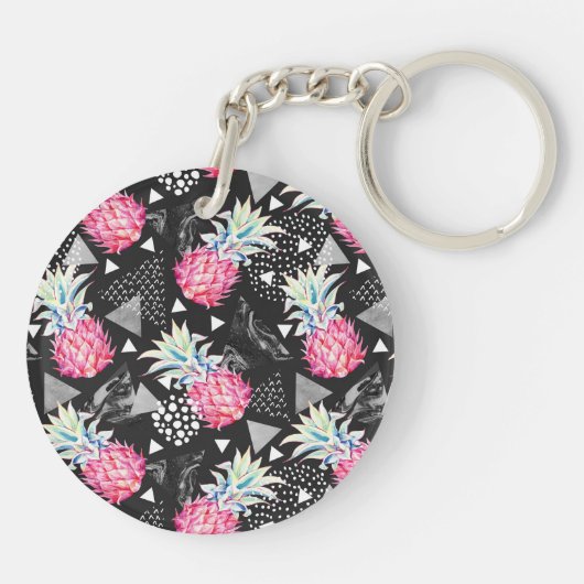 Porte-clés Motif texturisé d'ananas de triangle (Dos)