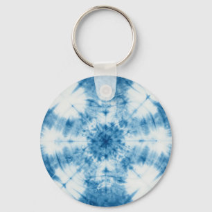 Porte-clés Motif Tie & Dye Shibori Bleu Indigo