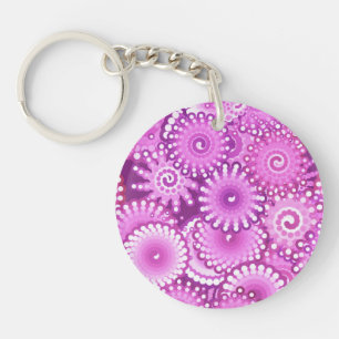 Porte-clés Motif tourbillon fractal, nuances de prune et de v