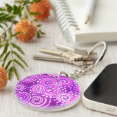 Porte-clés Motif tourbillon fractal, tons violets (Devant Droit)