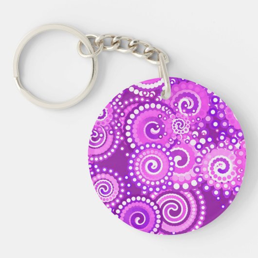 Porte-clés Motif tourbillon fractal, tons violets (Devant)