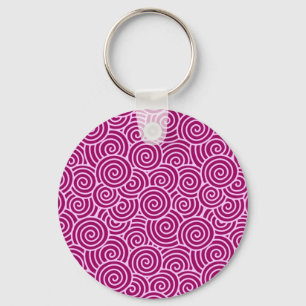 Porte-clés Motif tourbillon japonais - bordeaux et rose pâle