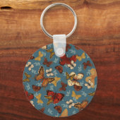 Porte-clés motif transparent bleu papillon (Verso)