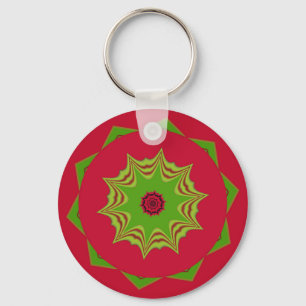 Porte-clés motif tribal ethnique africain rouge