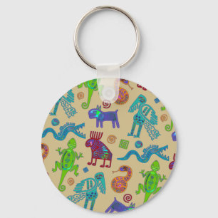 Porte-clés Motif tribal primitif de la culture mexicaine afri