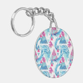 Porte-clés Motif tropical de feuille d'aquarelle abstraite (Devant gauche)