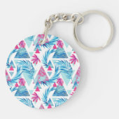 Porte-clés Motif tropical de feuille d'aquarelle abstraite (Dos)