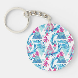 Porte-clés Motif tropical de feuille d'aquarelle abstraite