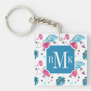 Porte-clés Motif tropical de triangle de feuille