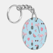 Porte-clés Motif tropical d'été rose et bleu (Devant gauche)