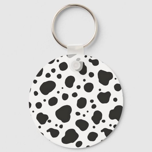 Porte-clés Motif Vache Noir Blanc (Recto)