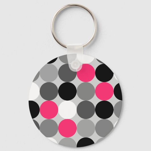 Porte-clés Motif vectoriel points rose et blanc (Recto)