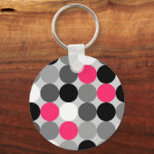 Porte-clés Motif vectoriel points rose et blanc (Recto)