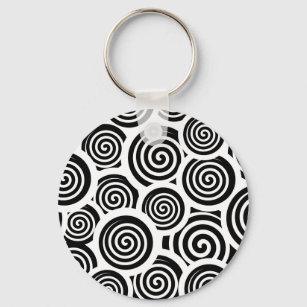 Porte-clés Motif vectoriel spirale noire et blanche