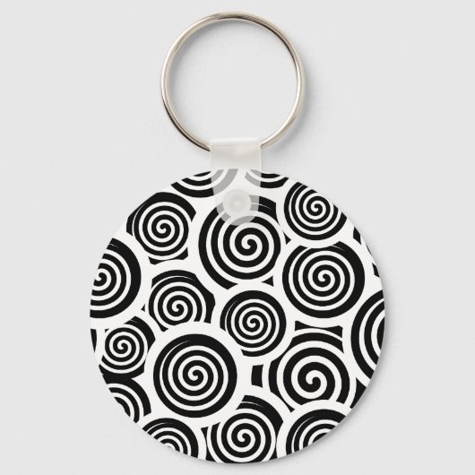 Porte-clés Motif vectoriel spirale noire et blanche (Recto)