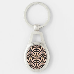 Porte-clés Motif ventilateur Art déco - pêche en noir