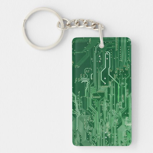 Porte-clés motif vert d'ordinateur de bord de circuit (Devant)