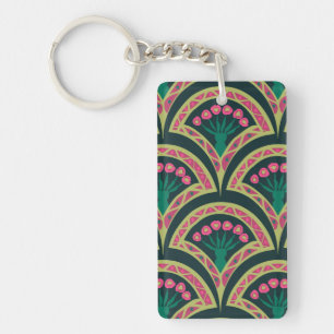 Porte-clés motif vert en forme de coquillage