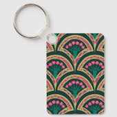 Porte-clés motif vert en forme de coquille (Recto)