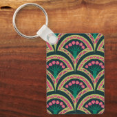 Porte-clés motif vert en forme de coquille (Recto)