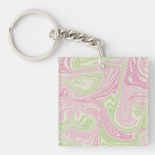 Porte-clés Motif vert rose tourbillonnant liquide