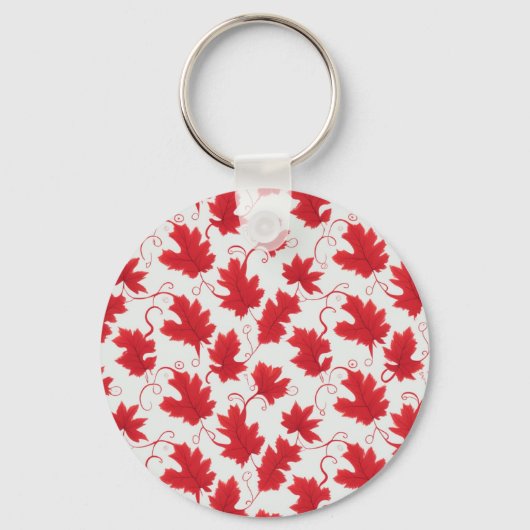 Porte-clés Motif vibrant de feuille d'érable rouge (Recto)