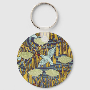 Porte-clés Motif vintage Art nouveau d'oiseau et de marais