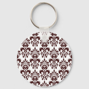 PORTE-CLÉS MOTIF VINTAGE BROWN ET BLANC 2 DE DAMASSÉ