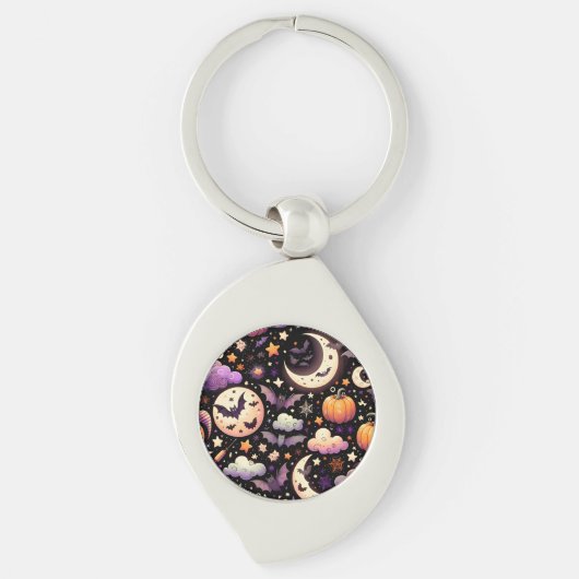 Porte-clés Motif Whimsical Halloween Night Sky (Devant)