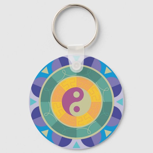 Porte-clés Motif Yin Yang Coloré (Recto)