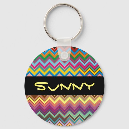 Porte-clés Motif ZIGZAG - couleur + votre texte (Recto)