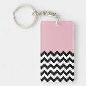 Porte-clés Motif Zigzag noir et blanc, Chevron, rose (Devant)