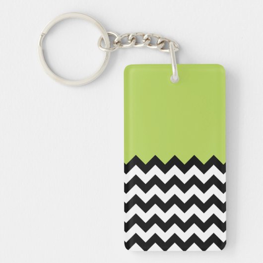 Porte-clés Motif Zigzag noir et blanc, Chevron, Vert (Devant)