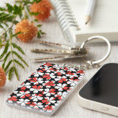Porte-clés Motifs de fleurs blanches rouges mignons (Devant droit)