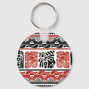 Porte-clés Motifs indiens, rouge noir, motif sans couture.