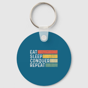 Porte-clés Motivation Drôle Rétro Vintage - Manger Dormir Con