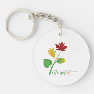 Porte-clés Motivational Life Artist Slogan, Feuille coloré