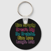Porte-clés Motivational Quote Live Simply Dream Give Love (Verso)