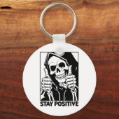 Porte-clés Motivationnel Rester Positif Squelette Grim Reaper (Recto)